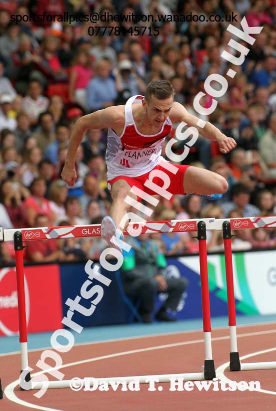 Niall Flannery (England) in the heats of the 400 metres hurdles, 2014 Commonwealth Games, Glasgow. Photo: David T. Hewitson/Sports for All Pics